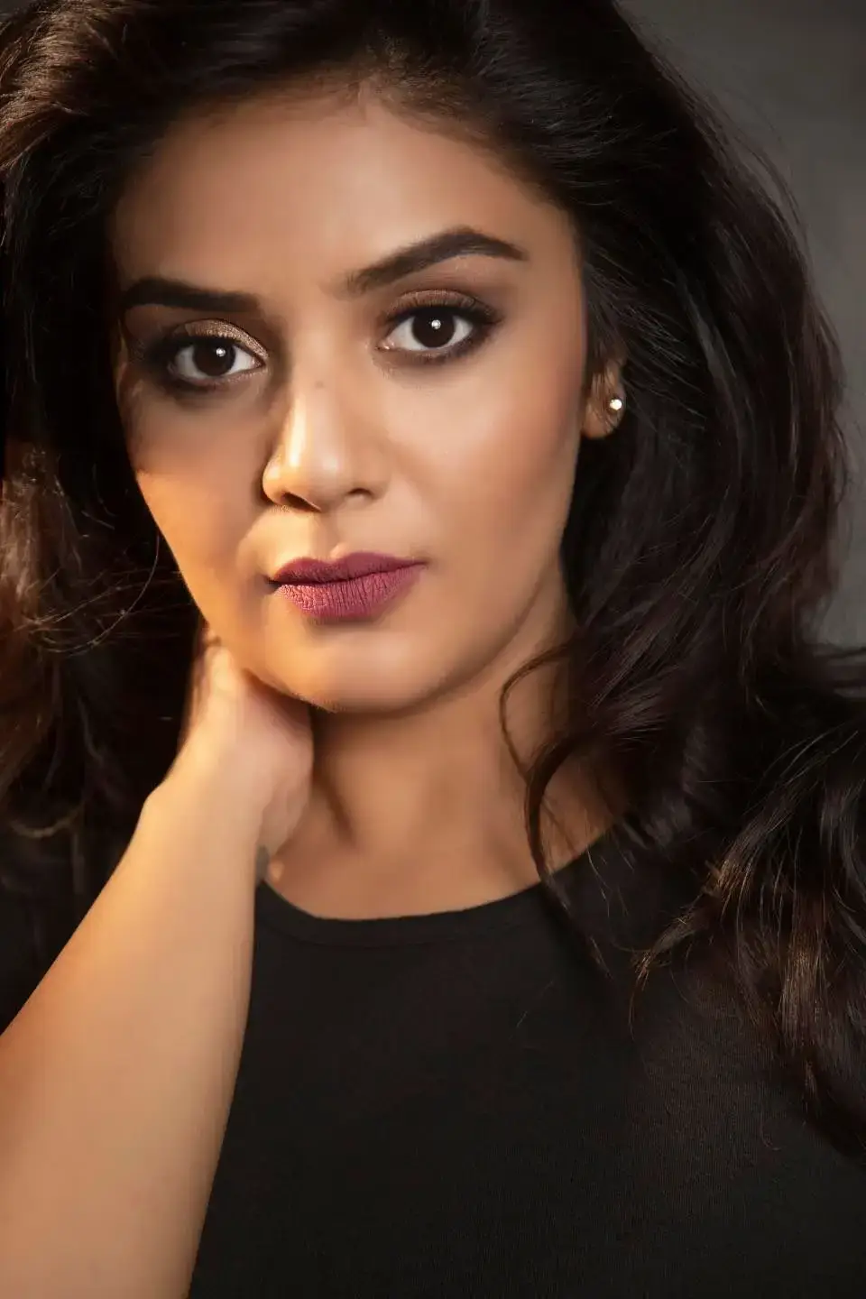 South Indian Television Actress Sreemukhi in Long Black Gown